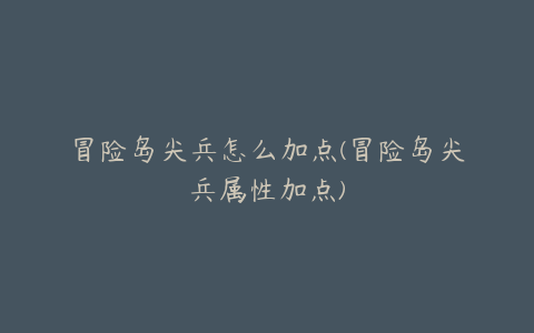 冒险岛尖兵怎么加点(冒险岛尖兵属性加点)