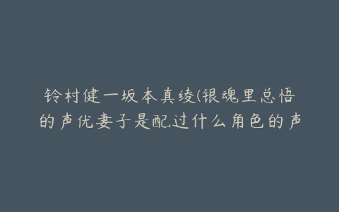 铃村健一坂本真绫(银魂里总悟的声优妻子是配过什么角色的声优？)