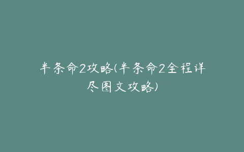 半条命2攻略(半条命2全程详尽图文攻略)