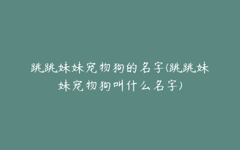 跳跳妹妹宠物狗的名字(跳跳妹妹宠物狗叫什么名字)