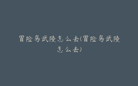 冒险岛武陵怎么去(冒险岛武陵怎么去)