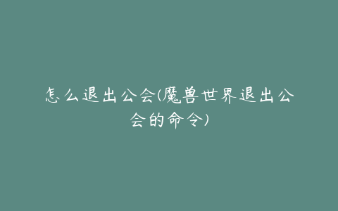 怎么退出公会(魔兽世界退出公会的命令)