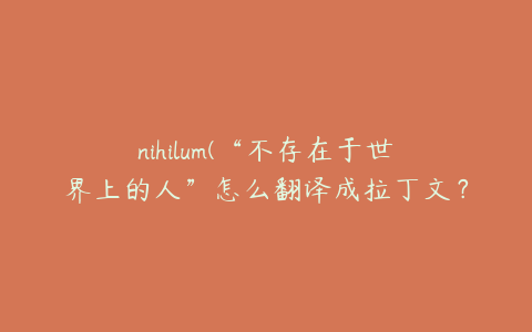 nihilum(“不存在于世界上的人”怎么翻译成拉丁文？要缩写的。)