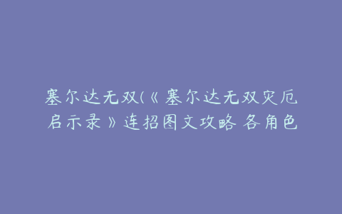 塞尔达无双(《塞尔达无双灾厄启示录》连招图文攻略 各角色怎么连招)