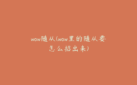 wow随从(wow里的随从要怎么招出来)