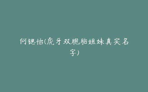 何锶怡(虎牙双胞胎姐妹真实名字)