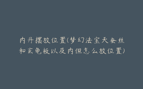 内丹摆放位置(梦幻法宝天蚕丝和玄龟板以及内但怎么放位置)