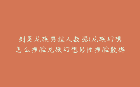 剑灵龙族男捏人数据(龙族幻想怎么捏脸龙族幻想男性捏脸数据分享)