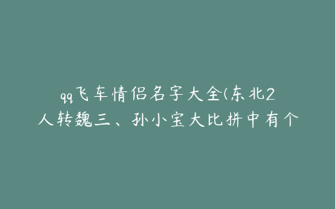 qq飞车情侣名字大全(东北2人转魏三、孙小宝大比拼中有个dj叫什么名字)