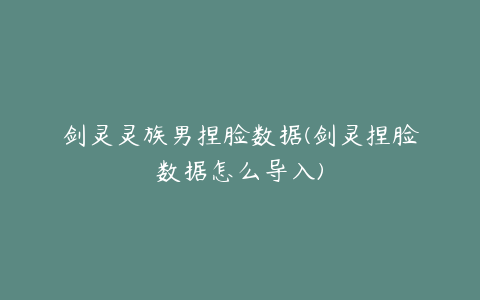 剑灵灵族男捏脸数据(剑灵捏脸数据怎么导入)