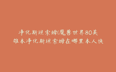 净化斯坦索姆(魔兽世界80英雄本净化斯坦索姆在哪里本人快85DK了想去刷条龙！)