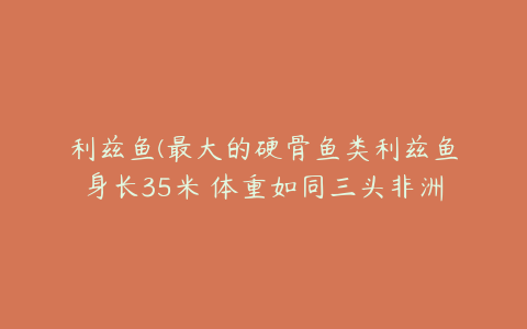 利兹鱼(最大的硬骨鱼类利兹鱼身长35米 体重如同三头非洲象)