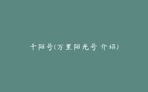 千阳号(万里阳光号 介绍)