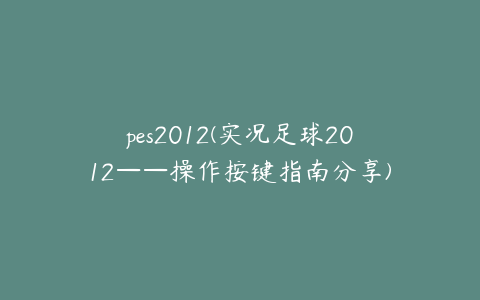 pes2012(实况足球2012——操作按键指南分享)