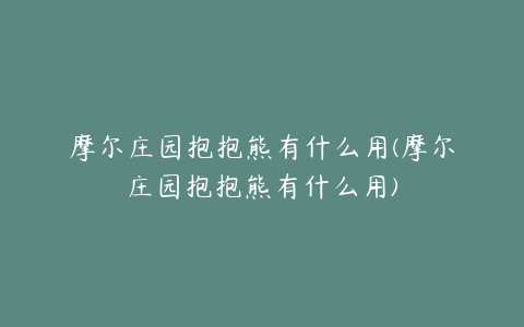 摩尔庄园抱抱熊有什么用(摩尔庄园抱抱熊有什么用)