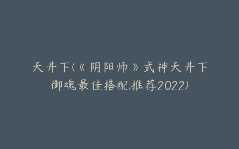 天井下(《阴阳师》式神天井下御魂最佳搭配推荐2022)