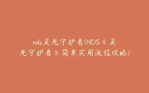 nds灵光守护者(NDS《灵光守护者》简单实用流程攻略)