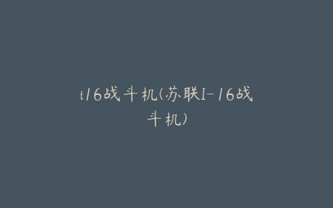 i16战斗机(苏联I-16战斗机)